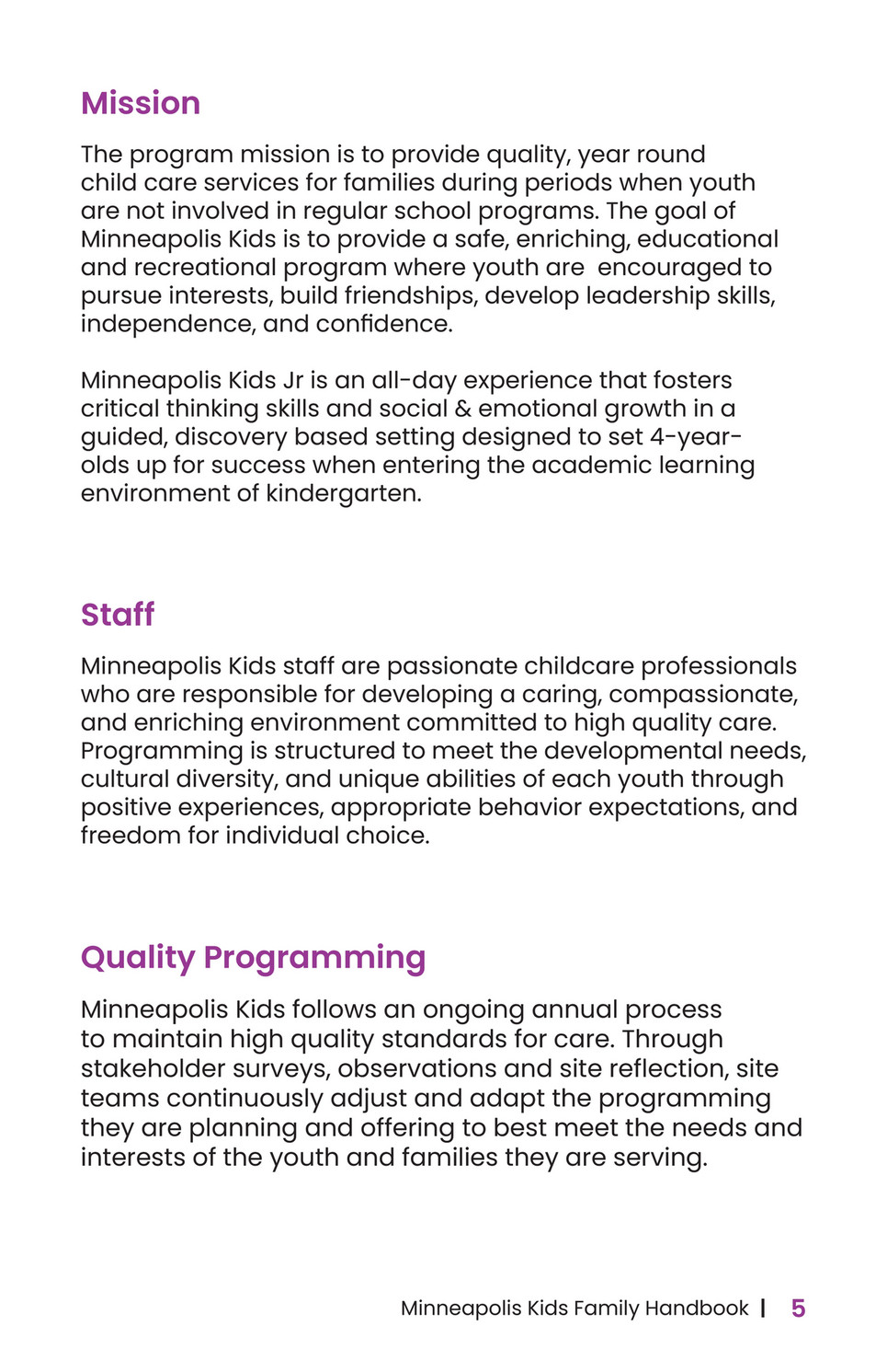Minneapolis Public Schools - Minneapolis Kids Family Handbook 